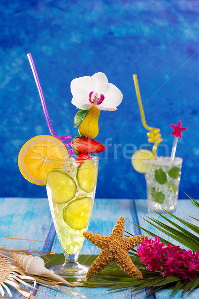 Mojito citron chaux cocktails tropicales bleu [[stock_photo]] © lunamarina