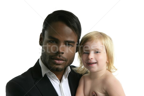 Família africano pai caucasiano filha Foto stock © lunamarina