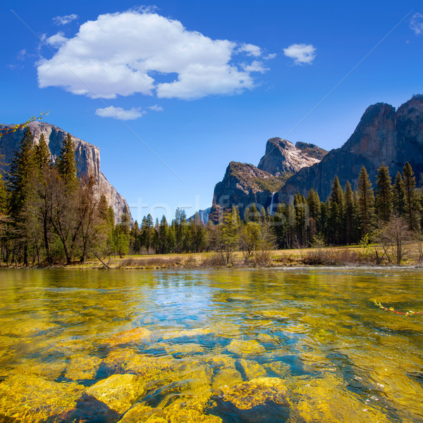 Yosemite folyó fél kupola Kalifornia égbolt Stock fotó © lunamarina