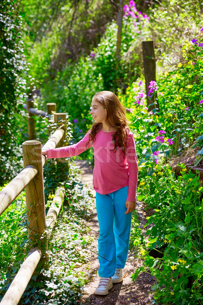 kid girl in spring track in Cuenca forest of Spain Stock photo © lunamarina