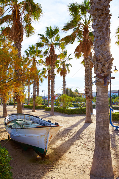 Valencia La Malvarrosa beach boats stranded Stock photo © lunamarina