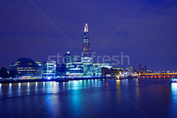 London skyline sunset City Hall and Shard Stock photo © lunamarina
