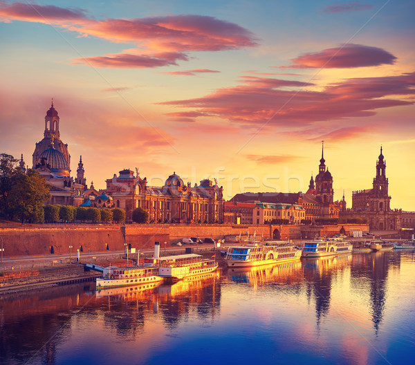 Дрезден Skyline реке Германия закат лет Сток-фото © lunamarina