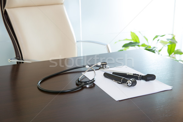 Doctor office table desk with stethoscope and otoscope Stock photo © lunamarina