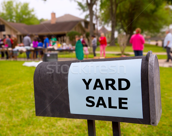 Stock photo: Yard sale in an american weekend on the lawn