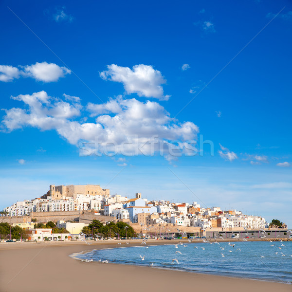 Foto stock: Castelo · praia · Espanha · comunidade · céu · água