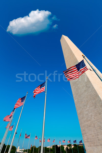 ストックフォト: ワシントンDC · アメリカン · フラグ · ワシントン記念塔 · 地区 · 建物