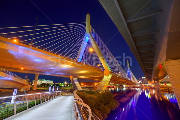 Boston Zakim bridge sunset in Massachusetts Stock photo © lunamarina