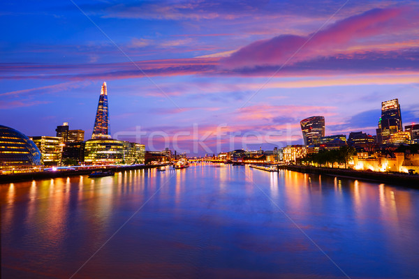 London skyline sunset City Hall and financial  Stock photo © lunamarina