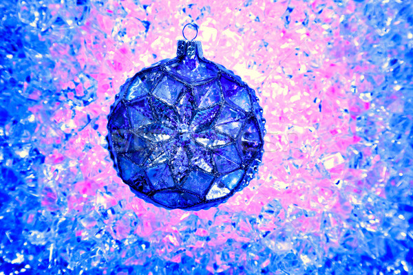 christmas blue glass ball over ice pink blue Stock photo © lunamarina
