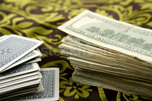dollar notes and poker cards, gambler tools Stock photo © lunamarina