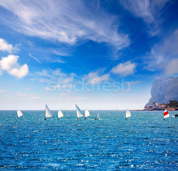Sailboats Optimist learning to sail in Mediterranean at Denia Stock photo © lunamarina