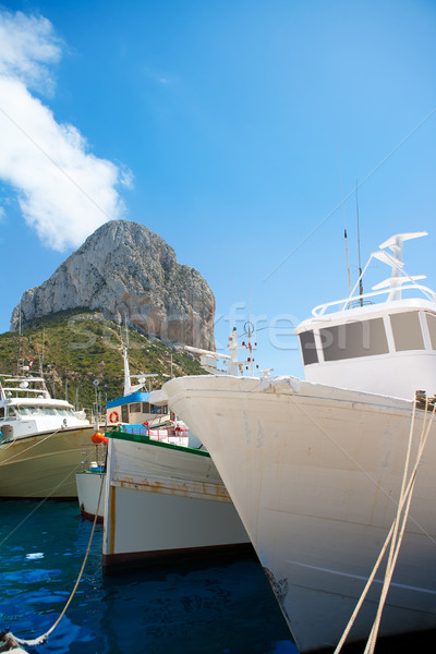 Stock photo: Calpe Alicante fisherboats with Penon de Ifach