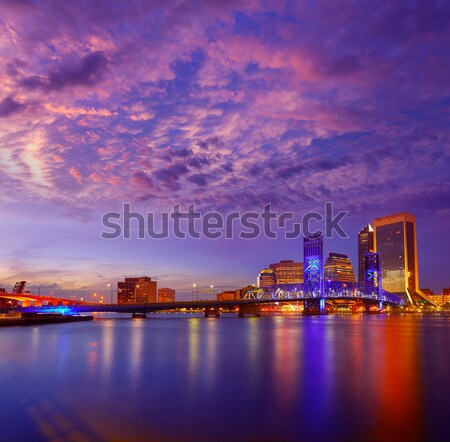 Manhattan New York coucher du soleil Skyline crépuscule rivière [[stock_photo]] © lunamarina