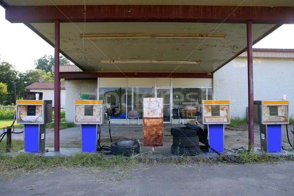 Stock photo: Aged old vintage gas station abandoned