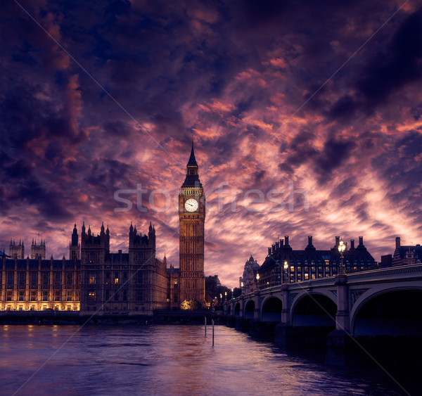 Big Ben horloge tour Londres thames rivière [[stock_photo]] © lunamarina