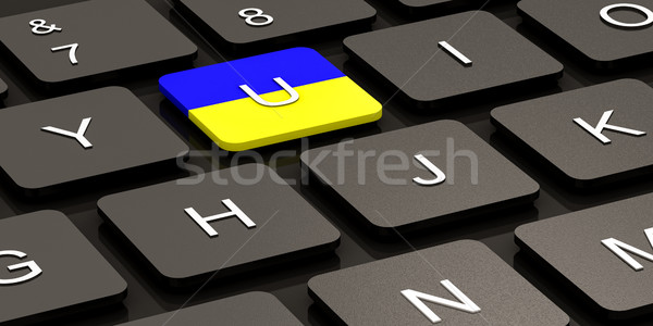Vlag knop zwarte toetsenbord laptop land Stockfoto © Lupen