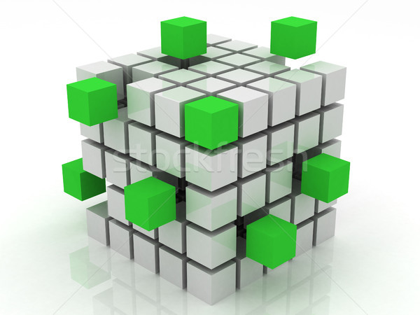 cube green assembling from blocks Stock photo © Lupen