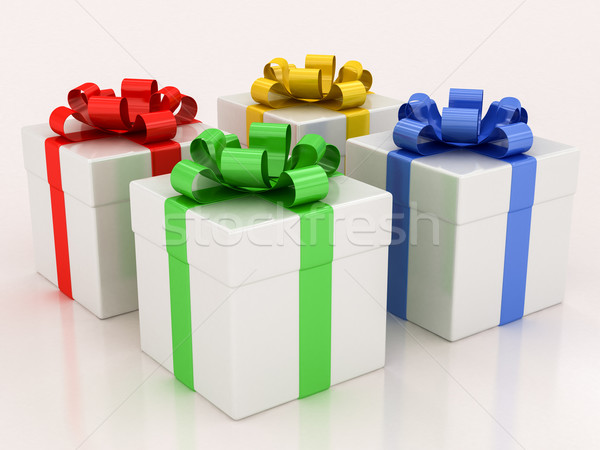 Blanche coffrets cadeaux ruban fête anniversaire bleu [[stock_photo]] © Lupen