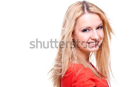 Mooie vrouw gezicht witte geïsoleerd schoonheid portret Stockfoto © Lupen