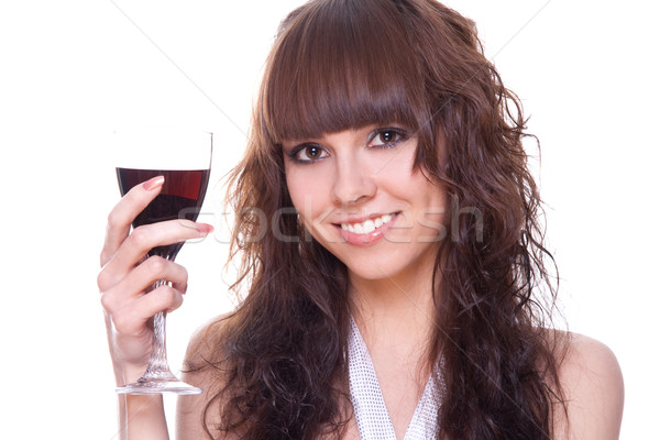 Mooi meisje wijnglas witte vrouw wijn glas Stockfoto © Lupen
