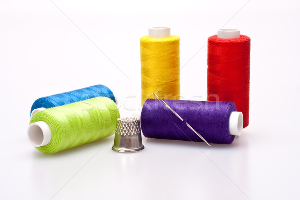 Gekleurd draad naaien naald vingerhoed veelkleurig Stockfoto © Lupen
