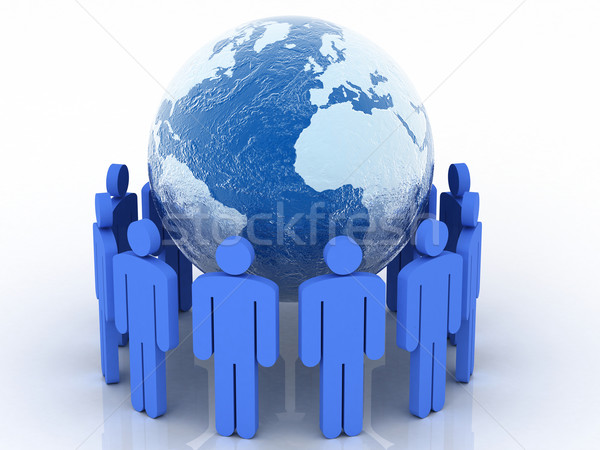 Menselijke cirkel wereld wereldbol Blauw groep mensen Stockfoto © Lupen