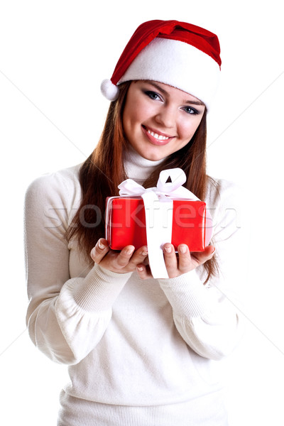 Mooie vrouw vakantie geschenk witte vrouw vak Stockfoto © Lupen