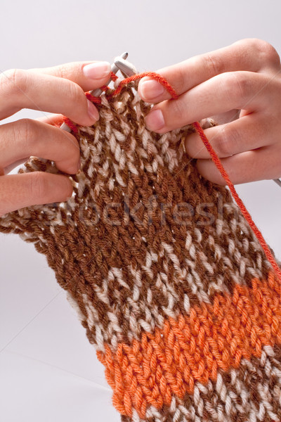 woman's hand knit knitting yarn Stock photo © Lupen