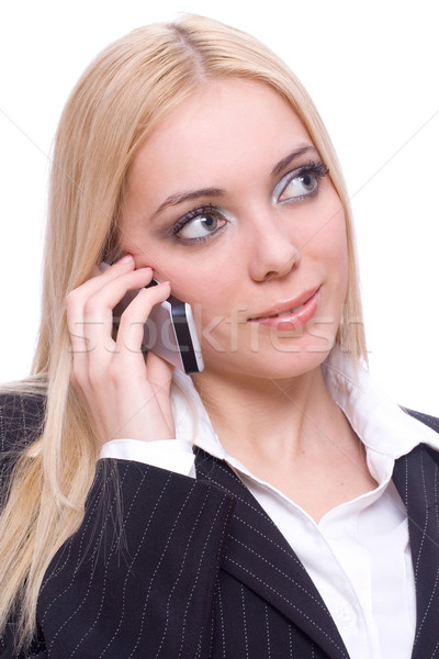 Jonge zakenvrouw roepen witte kantoor telefoon Stockfoto © Lupen