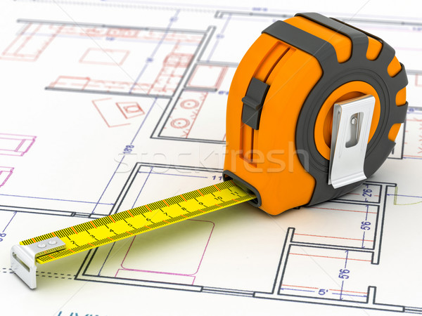Planning home 3D bouwkundig plan bouw Stockfoto © Lupen