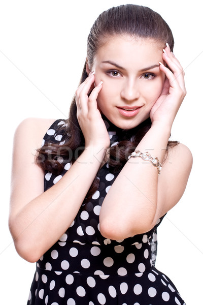 Schönen Frauen Kleid weiß isoliert Porträt Stock foto © Lupen