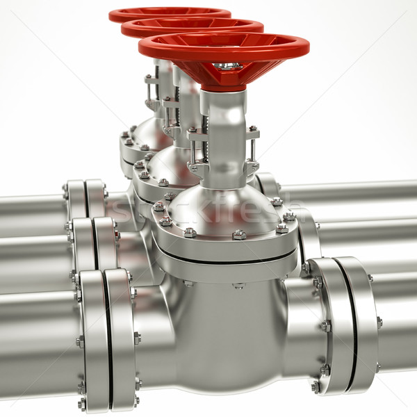3d metal gas pipe line valves Stock photo © Lupen