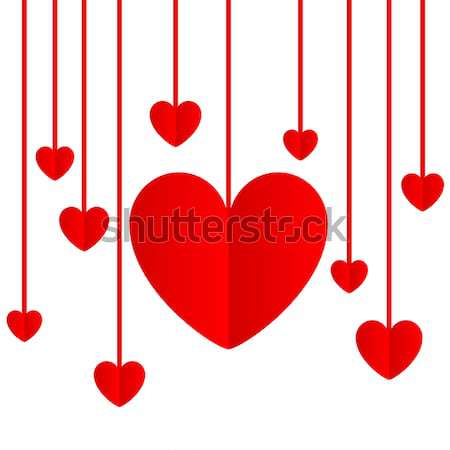 Rood papier harten valentijnsdag kaart witte Stockfoto © Lupen