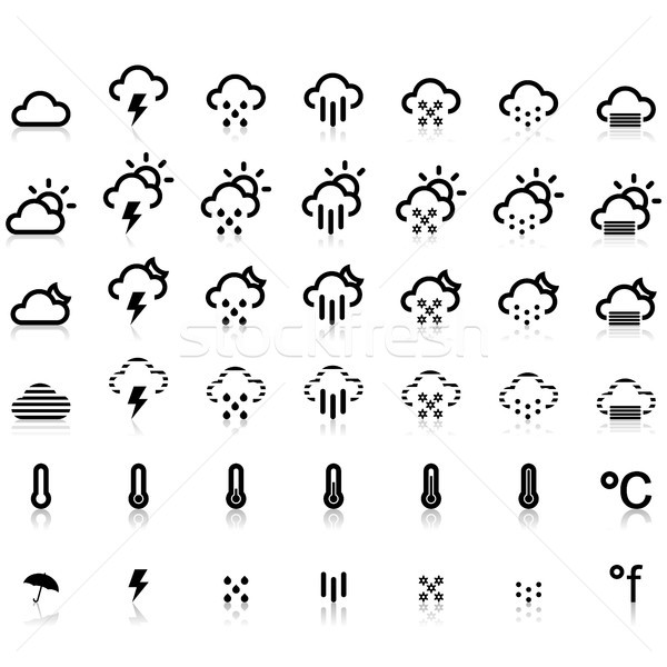 Foto d'archivio: Meteo · icone · bianco · jpg · eps10