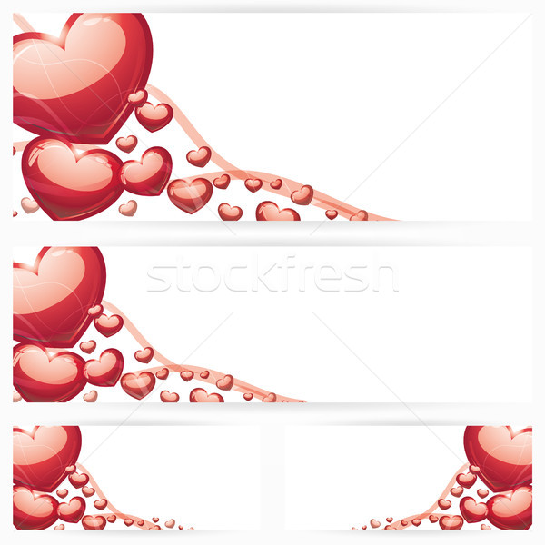 Set of horizontal banners with hearts Background Stock photo © Luppload