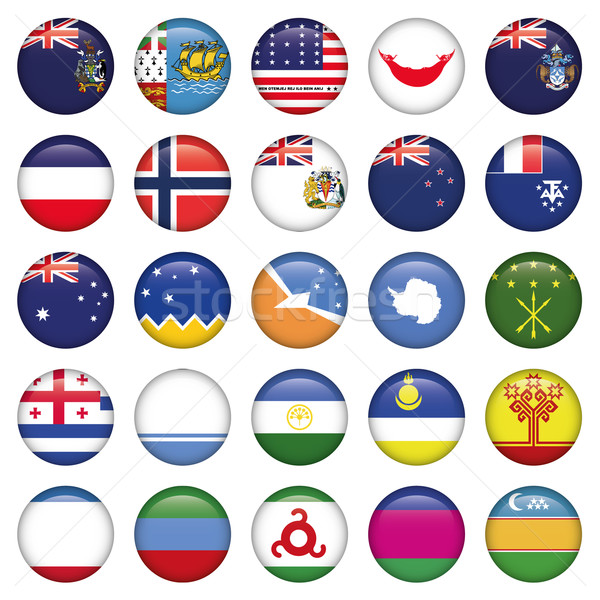 Antarctic and Russian Flags Round Buttons Stock photo © Luppload