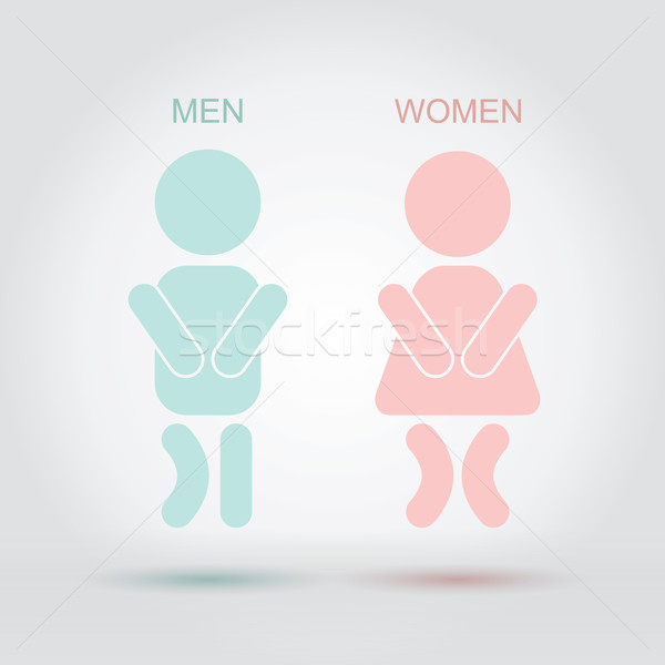 Férfiak nők fürdőszoba felirat kék sziluett Stock fotó © Luppload