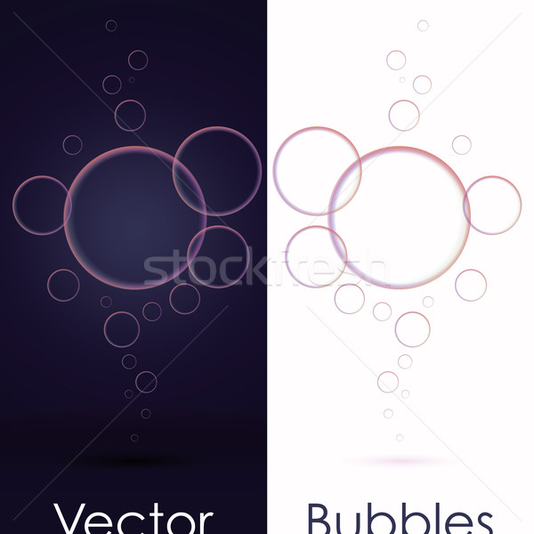 Foto stock: Establecer · transparente · burbujas · blanco · negro · ilustración · eps10