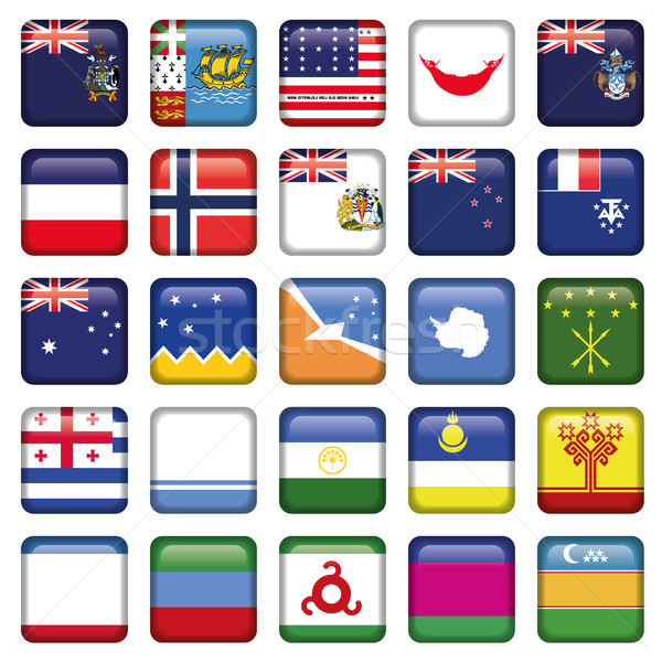 Antarctic and Russian Flags Square Buttons Stock photo © Luppload