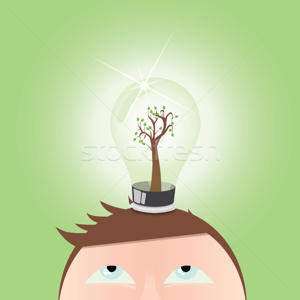 Denken grünen Glühlampe Baum jpg Illustrator Stock foto © Luppload