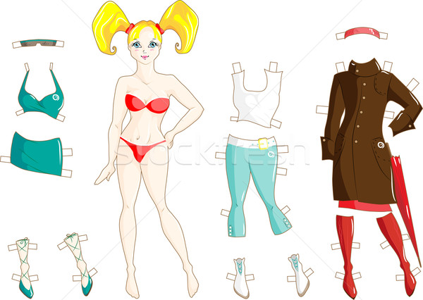 Paper doll with three sets of clothes Stock photo © LVJONOK