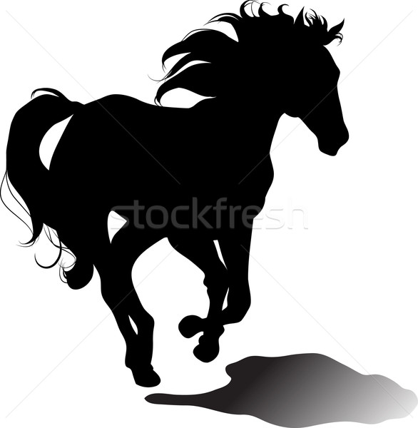 Paard zwarte silhouet springen snelheid vrijheid Stockfoto © LVJONOK