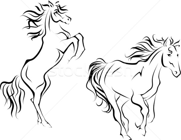 Konie uproszczony szkic dwa konia wektora Zdjęcia stock © LVJONOK
