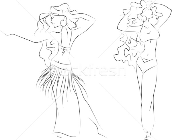 Belly dancing women silhouettes Stock photo © LVJONOK