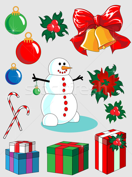 Ingesteld christmas nieuwjaar decoraties vector Stockfoto © LVJONOK