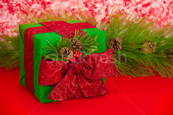 Holiday Gift with Pine Cones Stock photo © LynneAlbright