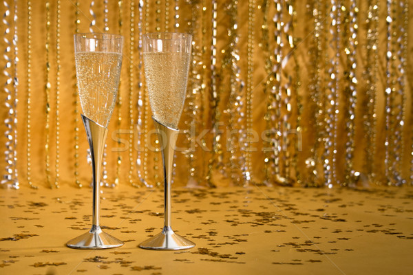 Two Silver Champagne Flutes Stock photo © LynneAlbright
