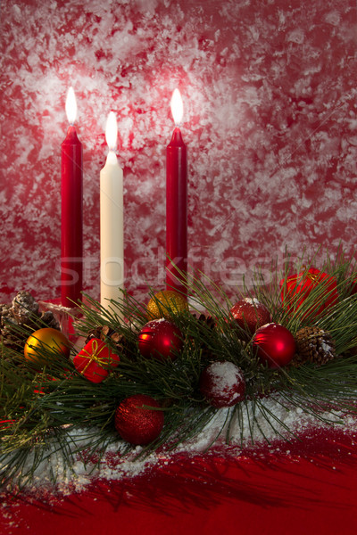 Holiday Candle Decoration Stock photo © LynneAlbright