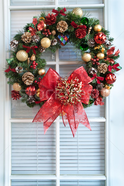 Christmas Wreath on Door Stock photo © LynneAlbright